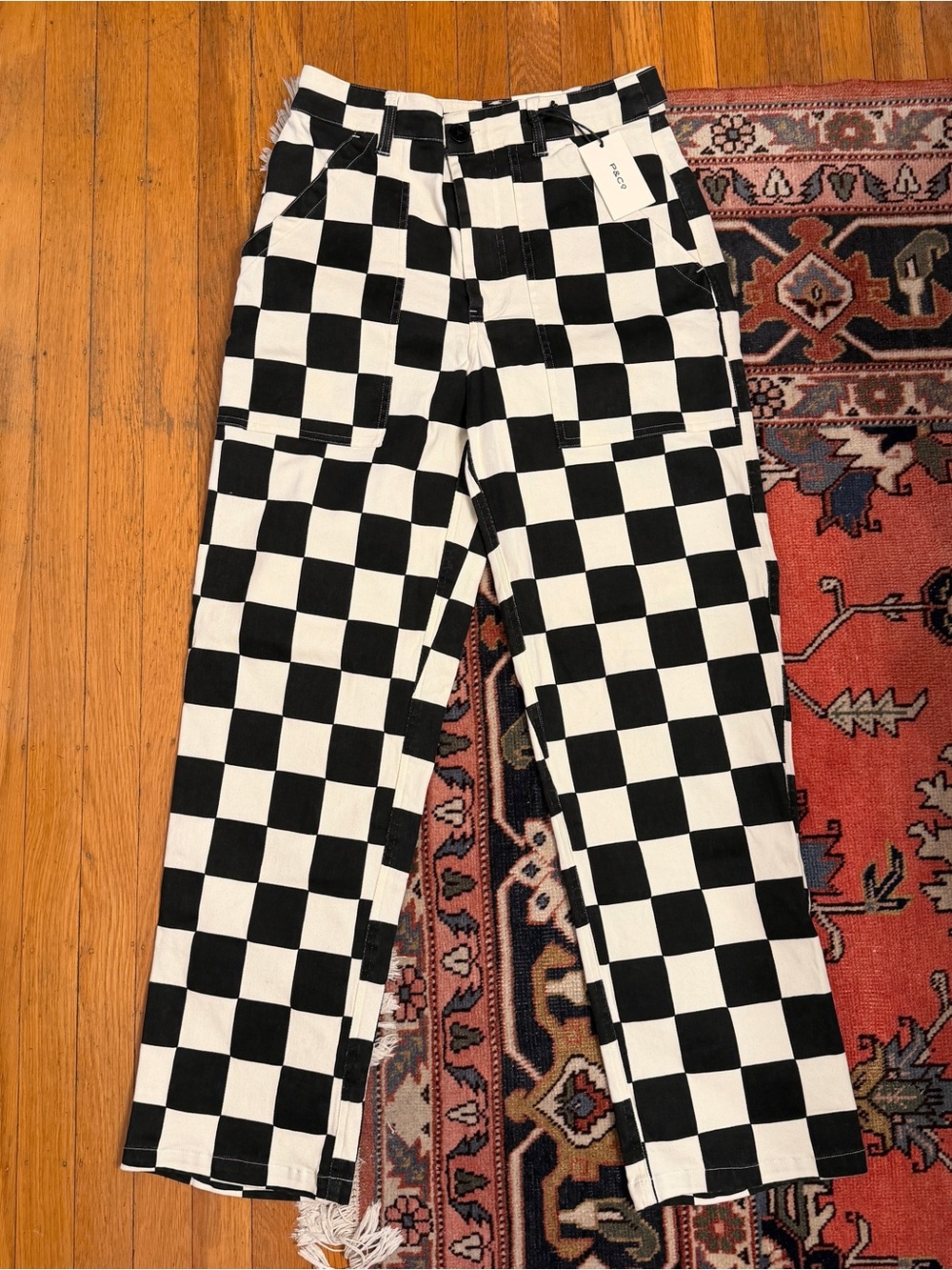 P&Co Black And White Checkerboard Service Fatigue Pants | UK10